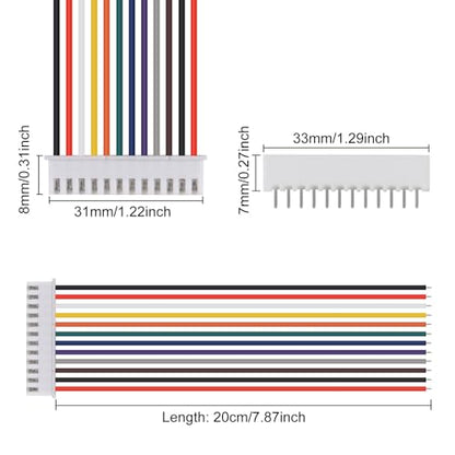 10Pairs JST-XH Connector Kit, XH 2.54mm 12 Pin Header Male and Female Connectors Plug Adapter with Flat Wire Cable 200mm 26AWG Compatible with JST XH (12P) - color: 12P