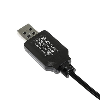 6.0V 250mA USB Charger Power Adapter Cable for 6V 700mAh Ni-cd Battery 4WD Old Version Amphibious Stunt RC Cars Vehicle/SM-2P 6V USB 2, 60cm Length