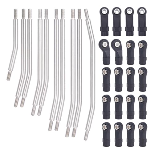 Stainless Link Rod 313mm Wheelbase Linkage for SCX10 II 90046 90047 | Stainless Steel,Durable & Corrosion-Resistant,10Pcs Set,Upgrade for Axial SCX10 II AX90046/AX90047 Rock Crawlers.