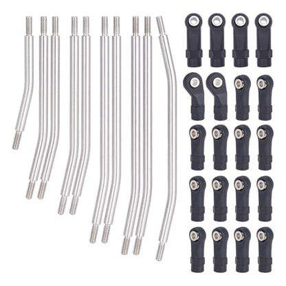 Stainless Link Rod 313mm Wheelbase Linkage for SCX10 II 90046 90047 | Stainless Steel,Durable & Corrosion-Resistant,10Pcs Set,Upgrade for Axial SCX10 II AX90046/AX90047 Rock Crawlers.