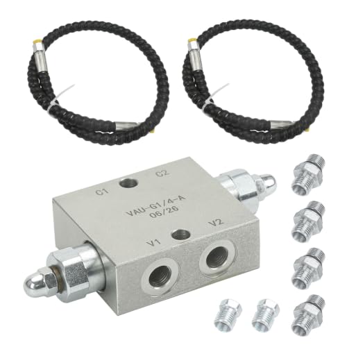 Mini Excavator Cushion Valve Kit | Compatible with Mini Excavator or Machine with 1/4" Hydraulic Hoses and M14 x 1.5 Threaded Ends - color: Silver 2