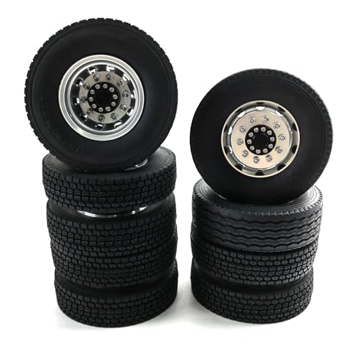 RC Car Toys Parts for Tamiya 1/14 6PCS Wheel Tires Complete Set Metal Front Rear Hub Rubber Tyre RC Tractor Truck Car Parts