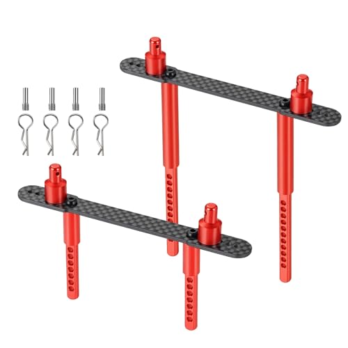 Alum Adjustable Front Rear Body Post Mount Shell Column for Axial 1/10 SCX10 II 90046 90047 Series Upgrades Part Red - color: Red
