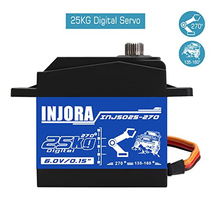 INJORA Servo 25KG High Torque Servo for RC Car Models Crawler Truck (Control Angle 270°) - size: 25kg（270°）