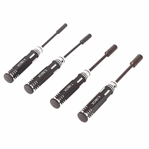 RC Metal Hex NUT Driver Set,4Pcs RC Metal Hex NUT Key Socket Screw Driver Wrench Accessories 4.0MM, 5.5MM, 7.0MM, 8.0MM for RC Cars Model Airplanes ﻿