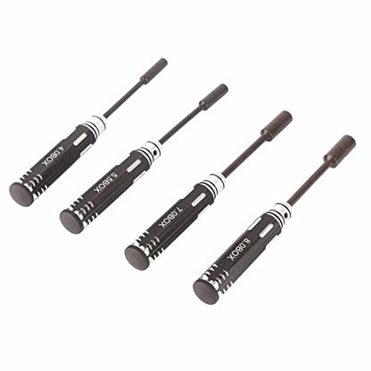 RC Metal Hex NUT Driver Set,4Pcs RC Metal Hex NUT Key Socket Screw Driver Wrench Accessories 4.0MM, 5.5MM, 7.0MM, 8.0MM for RC Cars Model Airplanes ﻿