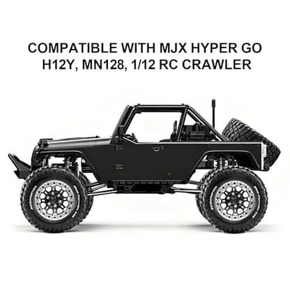 1.9" Beadlock Wheels and Tires (90mm/3.54in) for MJX Hyper Go H12Y, MN128, 1/12 RC Crawler, CNC Aluminum Wheels, Soft Rubber Tires with Foam Inserts, Installation Tool Included (Black) - color: Black