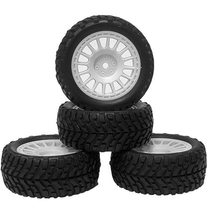 4PCS 75mm Rubber Tyres Tires with Foam Inserts and Plastic Wheel Rims 12mm Hex for 1/10 On-Road RC Drift Touring Car 1/14 1/16 1/18 Rally Car Replacement Parts(White) - color: White