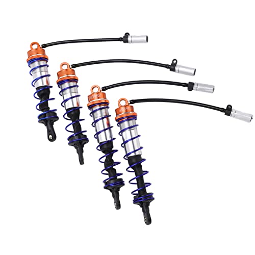 RC Damper, Aluminum Alloy Oil Adjustable Front Rear Shocks with High Elasticity Spring 4PCS for 1/8 Scale RC Crawler Truck Truggy Off-Road Racing and Hobbyist Use - color: Orange