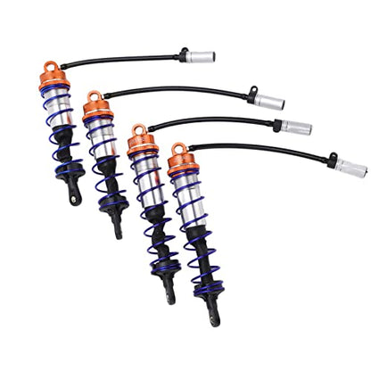 RC Damper, Aluminum Alloy Oil Adjustable Front Rear Shocks with High Elasticity Spring 4PCS for 1/8 Scale RC Crawler Truck Truggy Off-Road Racing and Hobbyist Use - color: Orange