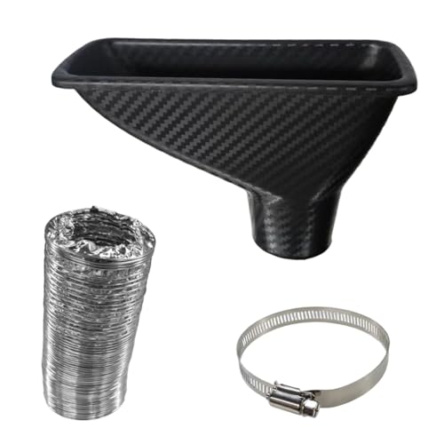 Craedli Carbon Fiber Car Air Intake Duct, Square Car Front Bumper Brake Air Intake Pipe with Extendable Flexible Hose and Hose Band, Universal Automotive Modified Replacement for Most Cars(Square) - size: Square