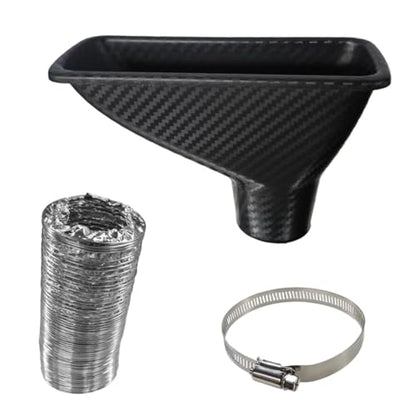 Craedli Carbon Fiber Car Air Intake Duct, Square Car Front Bumper Brake Air Intake Pipe with Extendable Flexible Hose and Hose Band, Universal Automotive Modified Replacement for Most Cars(Square) - size: Square
