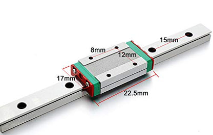 TEN-HIGH MGN7 50mm Linear Guide Rail Linear Motion Slide Rails Linear Motion Products, for 3D Printer and CNC Machine, 2pcs Rails + 2pcs MGN7C Block Bearings - size: 50mm, style: MGN7