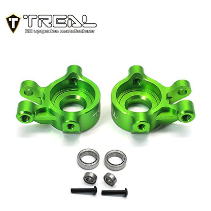 TREAL Aluminum 7075 Front Steering Knuckles Set (2P) L&R CNC Machined Upgrades Compatible with 1/18 TRX4M (Green) - color: Green