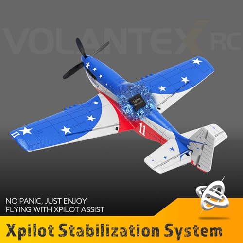 P51 Mustang RC Plane 4 Channel - 2.4G Remote Control Airplane for Adults with 3 Flight Modes to Learn, RTF RC Airplane with X-Pilot Stabilization & One-Key Aerobatics for Beginners - color: Red