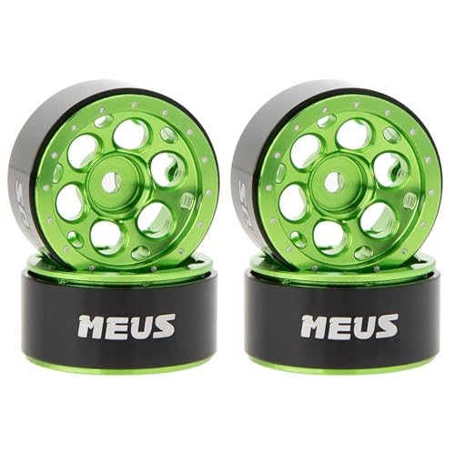 MEUS RACING 0.7 Beadlock Wheels Rims Deep-Dish Wheel for Axial SCX30 1/30 RC Crawler Upgrades (Type E, Green) - color: Type E, Green
