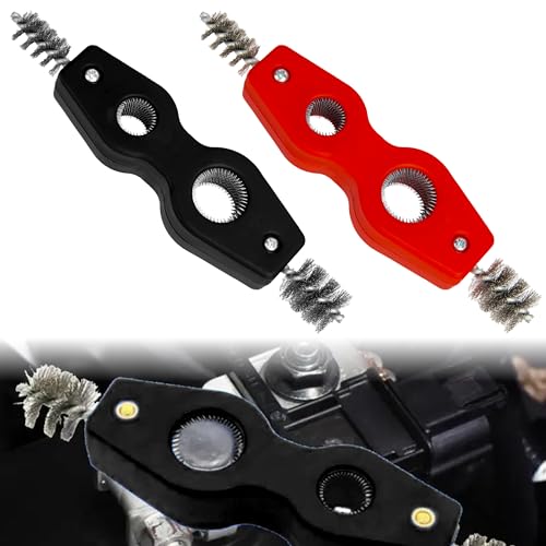 Car Battery Terminal Cleaning Brush,4 in 1 Auto Battery Cleaner (Black+Red) | Anti-Rust Battery Terminals Machine Parts Cleaning Tool with Steel Wire for Plumbing Installation Soldering Brazing - color: Black+red