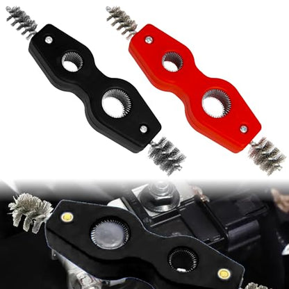 Car Battery Terminal Cleaning Brush,4 in 1 Auto Battery Cleaner (Black+Red) | Anti-Rust Battery Terminals Machine Parts Cleaning Tool with Steel Wire for Plumbing Installation Soldering Brazing - color: Black+red