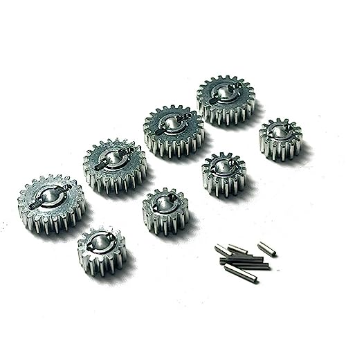 FCX24 Upgrades Gears, Metal Harden Steel Portal Axle Drive Gear Set, 21T＆14T, Steering Cup Rear Wheel Seat Gear for FMS FCX24 1/24 RC Crawler Car Upgrades Parts Kit (8PCs Slive) - color: 8pcs Slive