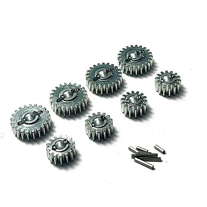 FCX24 Upgrades Gears, Metal Harden Steel Portal Axle Drive Gear Set, 21T＆14T, Steering Cup Rear Wheel Seat Gear for FMS FCX24 1/24 RC Crawler Car Upgrades Parts Kit (8PCs Slive) - color: 8pcs Slive