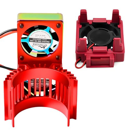 VXL-3s ESC Cooling Fan and Motor Cooling Fan 28000 RPM Dual Fan Set Upgrade for 1/10 Traxxas Slash 4x4 Stampede 4x4 Rustler 4x4 VXL Hoss 4×4 Velineon VXL 3s Heat Sink Replace #3340, Red - style: SRQ-Red Red