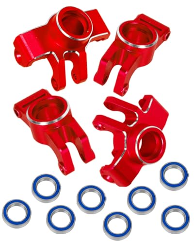 RC Aluminum Front Steering Block Knuckles & C-Hubs Caster Blocks & Rear Hubs Upgrades Parts for 1/18 Granite Grom Mega 380 Brushed 4x4 Monster Truck RTR.Red(4PCS) - color: Red (for 1/18)