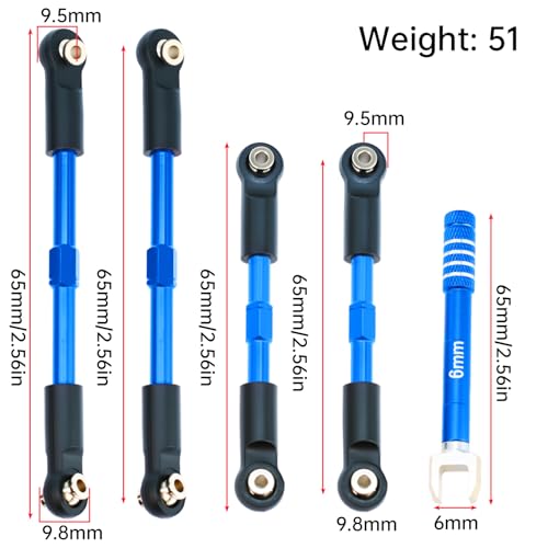 Aluminum Front & Rear Pull Rod Linkage Upgraded Set for Arrma 1/10 Gorgon Vorteks Fury Quake 2WD RC Truck,Replace#ARA330753(Blue) - color: Blue