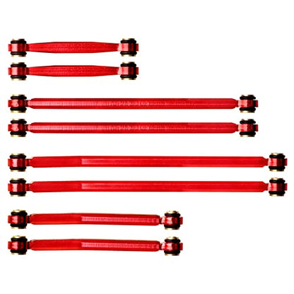 Hobbypark High Clearance Links Set Aluminum Upgrades Linkage for Axial SCX24 Deadbolt AXI90081 B17 Upgrades 1/24 RC Crawler Car (Red) - color: Red