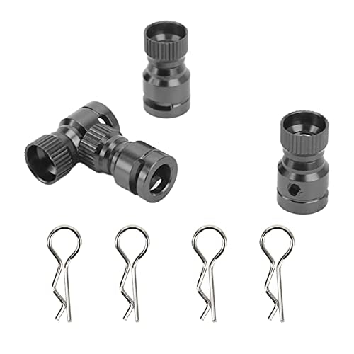 HighStrength Magnetic Metal RC Body Shell Mount Column Hole Locator for PC PVC Shell RC Car - 4Pcs Sturdy Aluminum Alloy with Durability-Optimized 耐用性优化 - Black (Black)
