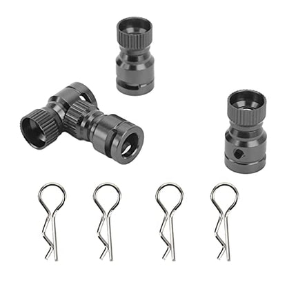 HighStrength Magnetic Metal RC Body Shell Mount Column Hole Locator for PC PVC Shell RC Car - 4Pcs Sturdy Aluminum Alloy with Durability-Optimized 耐用性优化 - Black (Black)