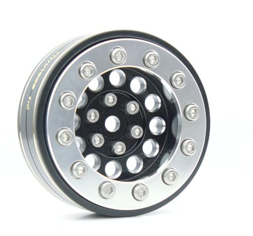 1.3 Beadlock Wheels & Brass Ring Weight 46.5g Adjustable Offset-3mm 1.3 Wheels Hex 7mm for 1/18 1/24 RC Crawlers Upgrade 4Pc YK (Black Silver) - color: Black Silver