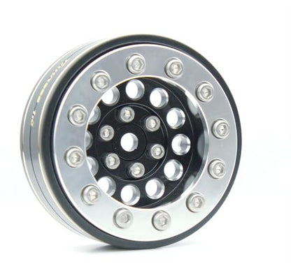 1.3 Beadlock Wheels & Brass Ring Weight 46.5g Adjustable Offset-3mm 1.3 Wheels Hex 7mm for 1/18 1/24 RC Crawlers Upgrade 4Pc YK (Black Silver) - color: Black Silver