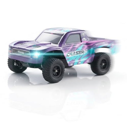FMS FSC24 Chaser 1/24 RC Car 4X4 Off-Road High-Speed Short-Course Truck, 2 Speed Transmission, Brushless-Ready and 30-Minute Runtime，2.4GHz Electric Vehicle Toys Gifts for Adults (Purple) - color: Purple
