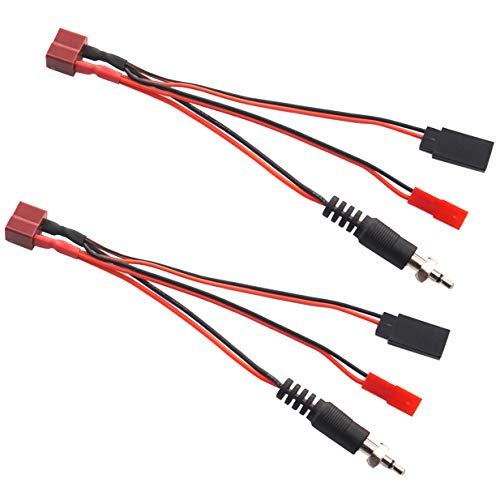 2Pack ShareGoo 3 in 1 Style T Plug Female Plug to JR Female Connector JST Female Igniter Adapter Charger Cable for 1/8 1/10 RC Glow igniter Ignition Battery Receiver Charging