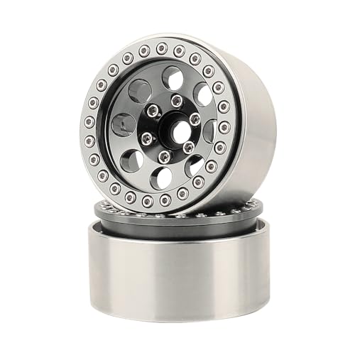 4PCS 1.9 Inch Beadlock Wheel Hub Rim Rims Aluminum Alloy for 1/10 TRX4 TRX6 Axial SCX10 D90 SCX10 II III AXI03007 GRT EX86190 RC Crawler Upgrade(A) - color: Gray