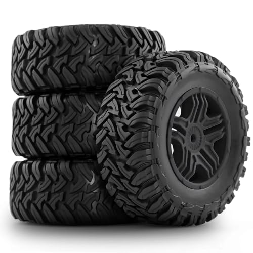 Parts For HuanQi 727 For Vkar 10sc For HPI For HSP 4pcs 110mm 1/10 Short Course Truck Tire Wheel Tyre 12mm Hex RC Car(Black) - color: Black