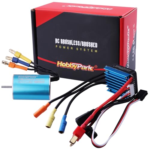 HobbyPark 2435 4800KV Brushless Motor and ESC Combo 25A Electric Speed Controller for Traxxas 1/18 LaTrax Teton Desert Prerunner Rally, 1/16 Revo RC Cars Trucks