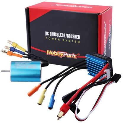 HobbyPark 2435 4800KV Brushless Motor and ESC Combo 25A Electric Speed Controller for Traxxas 1/18 LaTrax Teton Desert Prerunner Rally, 1/16 Revo RC Cars Trucks