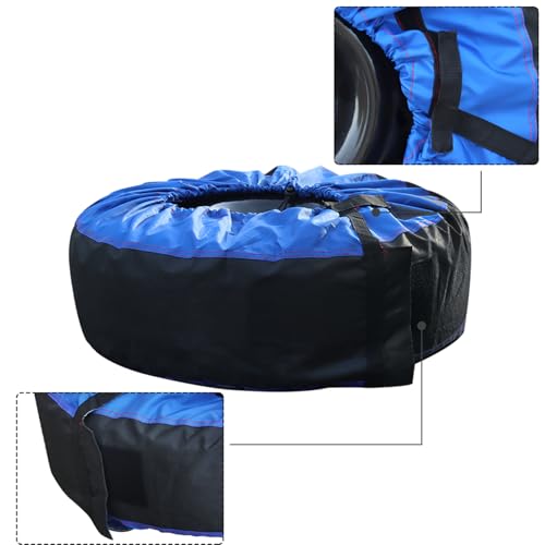 Silscvtt Universal Package of 4 Blue Portable Tire Bags with Black Handle Winter Wheel Storage Tote Fits Tires 22 Inch to 31 Inch