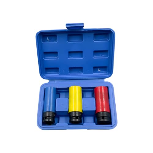 1/2 Inch Car Drive Impact Lug Nut Socket Set, 3PCS Thin-Walled Non-Marring Vehicle Wheel Rim Protector Socket, Color-Coded Automotive Lug Nut Wheel Kit, Universal for SUV RV Truck - color: 3pcs