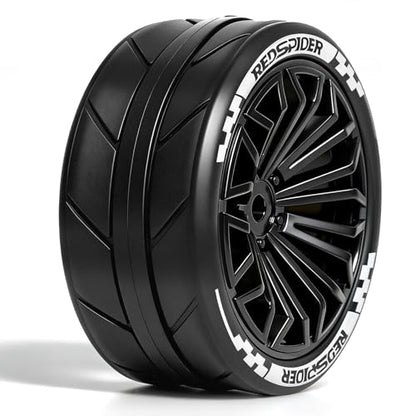 1/10 RC On Road Tires OD 2.55'' & Plastic Wheels 12mm Hex for 1:10 Scale Racing Touring Street Car Tamiya TT01 TT02 XV01 TA06 A959 144001 HPI KYOSHO HSP PTG2 Traxxas (Black) - color: Black