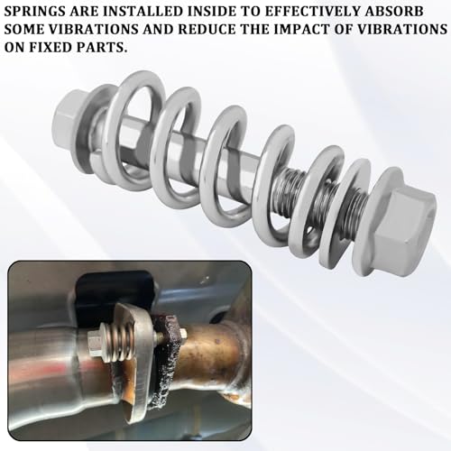 2PCS M10x1.25 Exhaust Manifold Bolts, Exhaust Flange Bolts, Muffler Repair Kit with Springs, for Automotive Exhaust Manifold Gasket Reduce Vibration Car Accessories Universal for Most Cars
