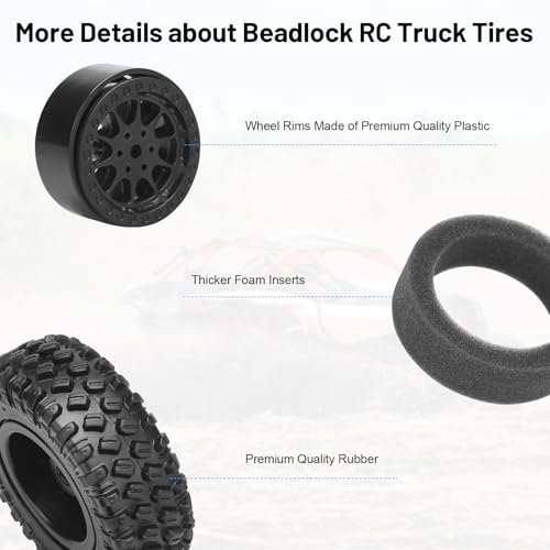 1/12 RC Rubber Tires, daitoku RC Car Tires and Wheels for 1/12 WPL B14 B24 C14 C24 MN D90 D91 D96 D99 - Style C (Black) - color: Black