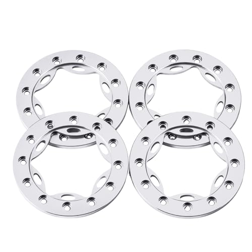 4PCS/1Set Aluminum 1.55" RC Beadlock Ring for AXIAL UTB18 D90 TF2 CC01 AX90069 MST JIMNY 1/10 RC Crawler Truck Car Wheels (Silver) - color: Silver