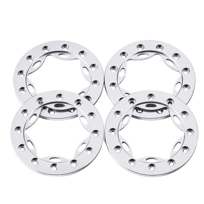 4PCS/1Set Aluminum 1.55" RC Beadlock Ring for AXIAL UTB18 D90 TF2 CC01 AX90069 MST JIMNY 1/10 RC Crawler Truck Car Wheels (Silver) - color: Silver