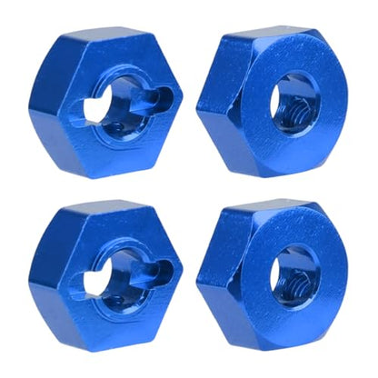 Hobbypark 12mm Wheel Hex Hubs 5mm Axle Hole Drive Adapter & M4 Lock Nuts for 1/12 1/10 RC Car Truck Buggy On Road RC Touring Racing Compatible with Traxxas Tamiya Redcat Axial Upgrades Parts (Blue) - color: Blue