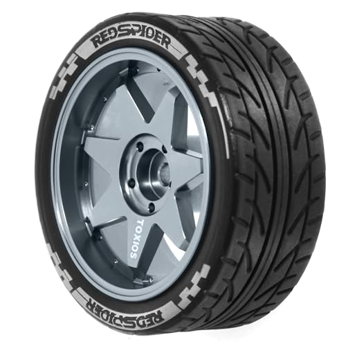 REDSPIDER 1/10 On Road Tires and Metal Wheels 12mm Hex RC Rally Racing Tyres OD 2.55" 4PCS for Tamiya TT01 TT02 XV01 TA06 A959 PTG2 HPI KYOSHO PTG2 Traxxas 1:10 Street Touring Drift Car (Titanium) - color: Titanium
