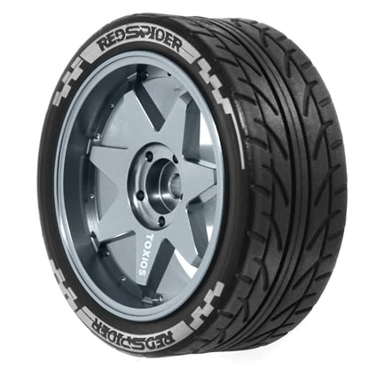 REDSPIDER 1/10 On Road Tires and Metal Wheels 12mm Hex RC Rally Racing Tyres OD 2.55" 4PCS for Tamiya TT01 TT02 XV01 TA06 A959 PTG2 HPI KYOSHO PTG2 Traxxas 1:10 Street Touring Drift Car (Titanium) - color: Titanium