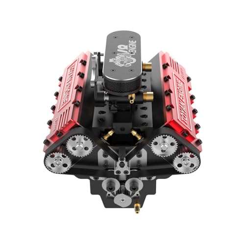 HOWIN FS-V800 1/10 Scale V8 Four-Stroke Nitro Engine Model – 28cc Eight-Cylinder Water-Cooled for RC Car & Boat, Metal Mechanical Simulation Engine (Finished Version)