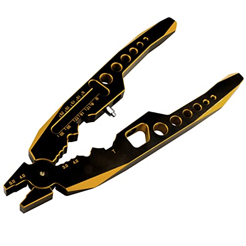Aluminum RC Shocks Pliers Rod Ball Clamp Multi-Function & Small Cross Wrench RC Tools for 1/8 1/10 RC Car Crawler Truck Off Road Buggy Models (Black&Glod)